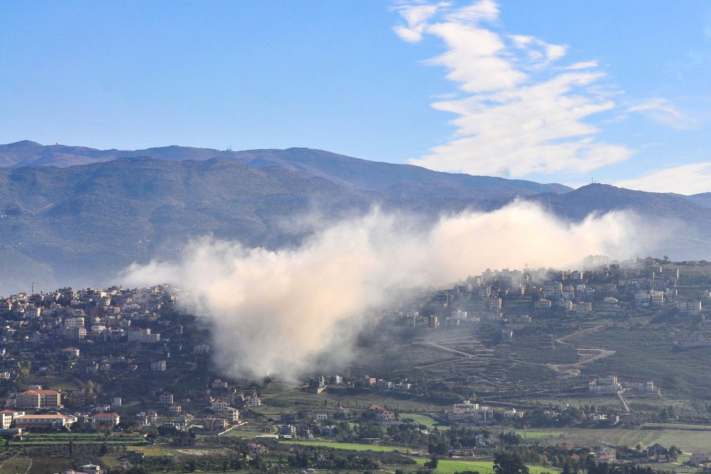 Smoke rises above the southern Lebanese border village of Khiam following Israeli bombardment on Saturday, amid ongoing battles between Israel and Hamas militants in the Gaza Strip. Photo: AFP