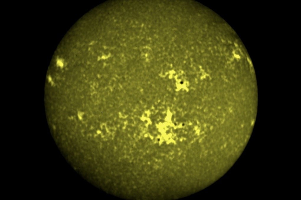 The first full-disk images of the sun captured by the Solar Ultraviolet Imaging Telescope (SUIT) instrument on board the Aditya-L1 spacecraft in the 200-400 nm wavelength range on December 6, 2023. Features revealed are sunspots, plage, and quiet sun regions, providing scientists with pioneering insights into the intricate details of the sun’s photosphere and chromosphere. Photo: EPA-EFE/India ISRO