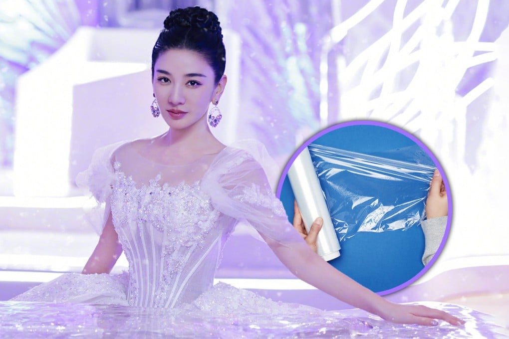 An actress in China who wrapped herself in layers of cling film so she could fit into a dress with a tiny waist has reignited a debate on mainland social media about stereotypes. Photo: SCMP composite/Shutterstock/Weibo