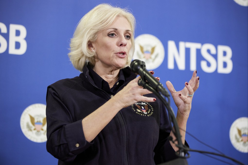 NTSB chair Jennifer Homendy said “we are very, very fortunate here that this did not end up in something more tragic” and praised the FAA for swiftly grounding the MAX 9. Photo: AP