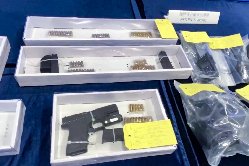 The unlicensed semi-automatic handgun and ammunition seized from war-gamer Wong Chun-yin, who was on Monday jailed for the offence. Photo: Handout