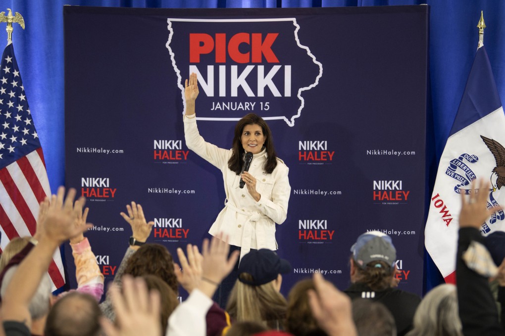 US Republican presidential hopeful Nikki Haley speaks during a campaign event in Indianola, Iowa, on January 6. Haley and Florida Governor Ron DeSantis have emerged as the leading contenders for second place in the Republican primaries behind former president Donald Trump. Photo: dpa