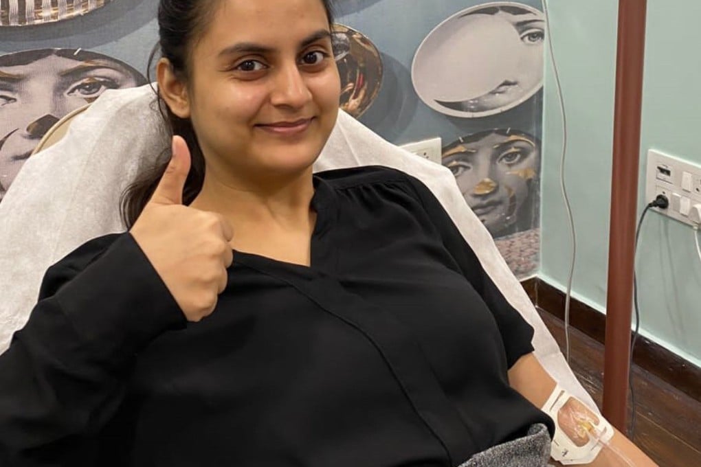 A client receives an IV vitamin therapy drip at Isya Aesthetics in New Delhi, India. Photo: Dr Kiran Sethi