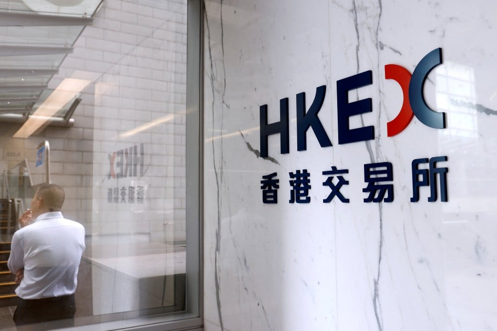 The logo of Hong Kong Exchanges & Clearing, the city’s bourse operator, inside its headquarters in Central, Hong Kong. Photo: Reuters