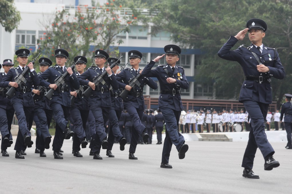 Officers take part in a passing-out parade at the Hong Kong Police College last year. Photo: Xiaomei Chen