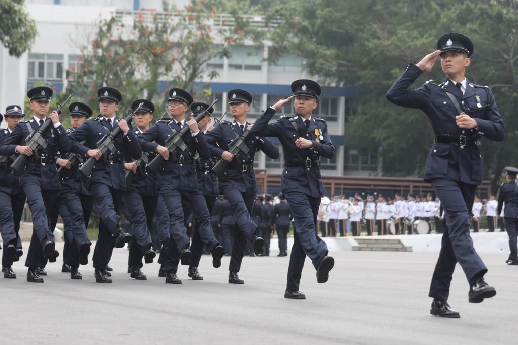 Officers take part in a passing-out parade at the Hong Kong Police College last year. Photo: Xiaomei Chen