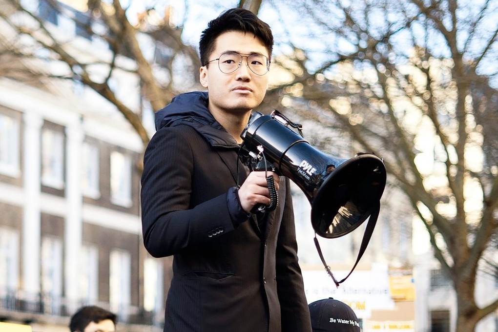 Simon Cheng at an overseas rally. He is said to have established political organisations abroad and advocated independence for the city on social media. Photo: Facebook