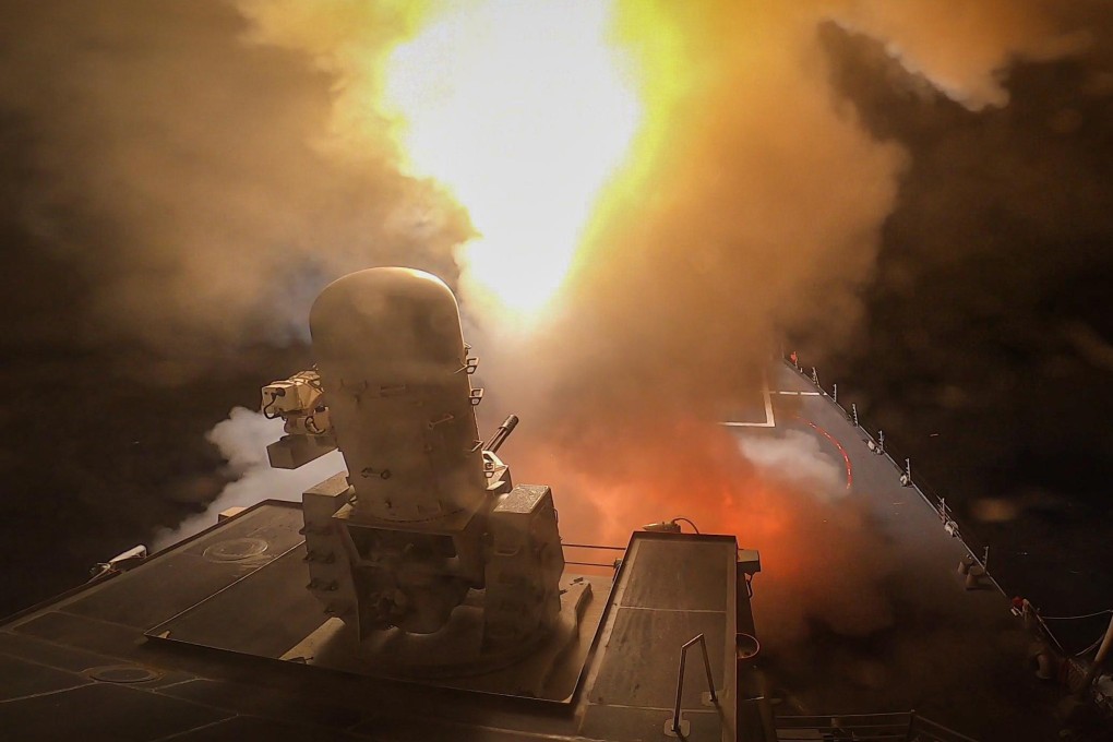 The USS Carney firing at Houthi missiles and drones in the Red Sea on October 19. File photo: US Navy via TNS