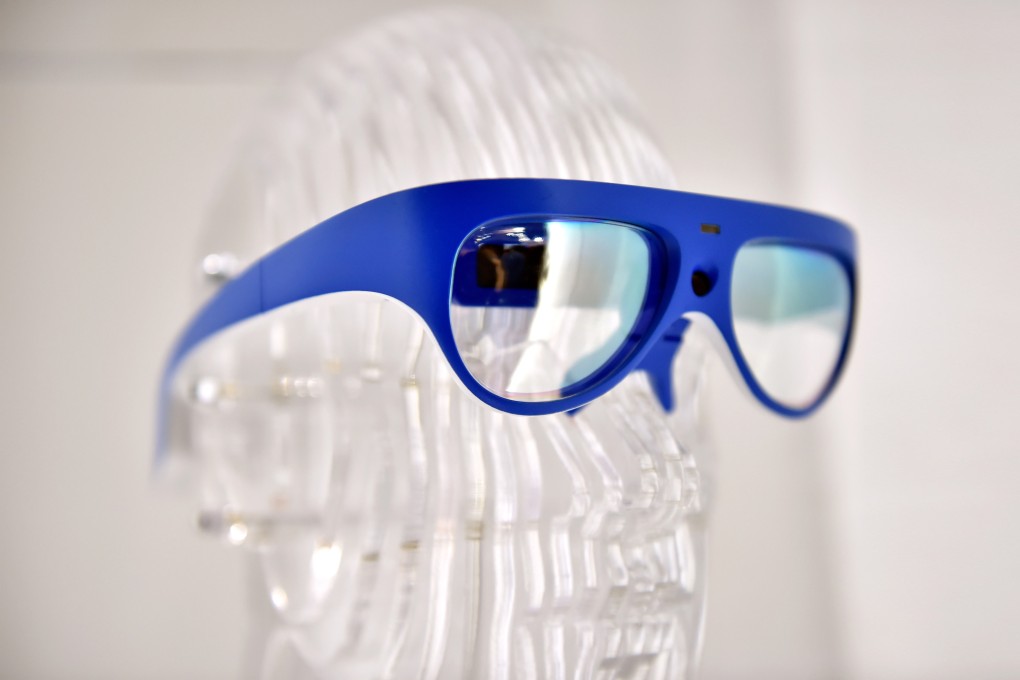 Rokid Glass, augmented reality glasses, at the Rokid booth during CES 2018, Las Vegas. Photo: AFP