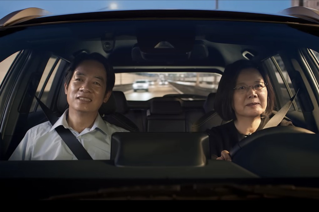 Taiwanese President Tsai Ing-wen and her deputy, William Lai, go for a drive in a DPP campaign video. Photo: YouTube / Lai Ching-te