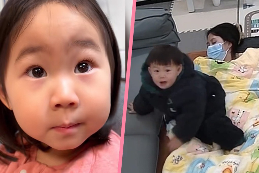 In our “Loving children in China” feature we present the stories of a little girl’s heartwarming birthday speech to her mother, a daughter who comforts her downhearted mum, and a boy who is anxious over his sleepy mother. Photo: SCMP composite/Douyin/Weibo
