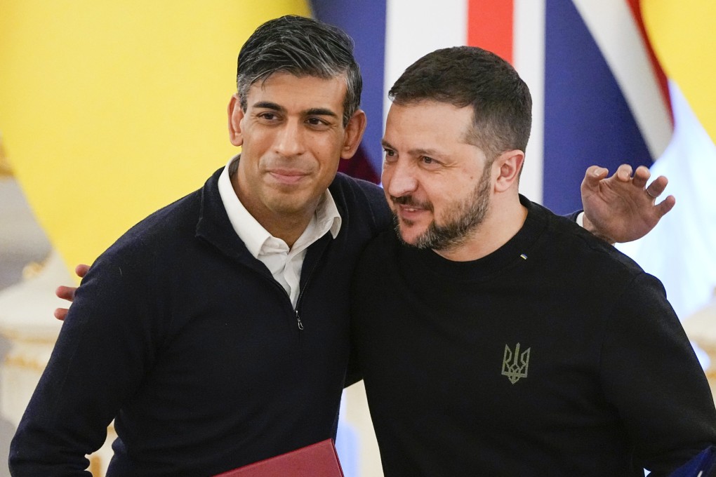UK Prime Minister Rishi Sunak pledged more than US$3 billion in aid to Ukraine amidst a meeting with President Volodymyr Zelensky in Kyiv on Friday. Photo: AP