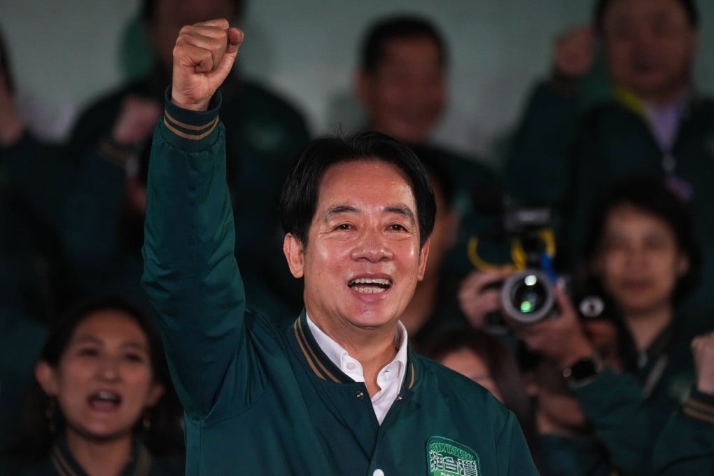Lai Ching-te, Taiwan’s president-elect, at the election night rally outside the Democratic Progressive Party headquarters in Taipei, Taiwan. Photo: Elson Li