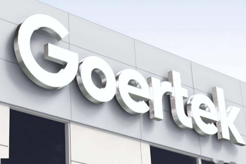 The logo for Chinese audio components maker Goertek seen on one of its buildings. Photo: Handout