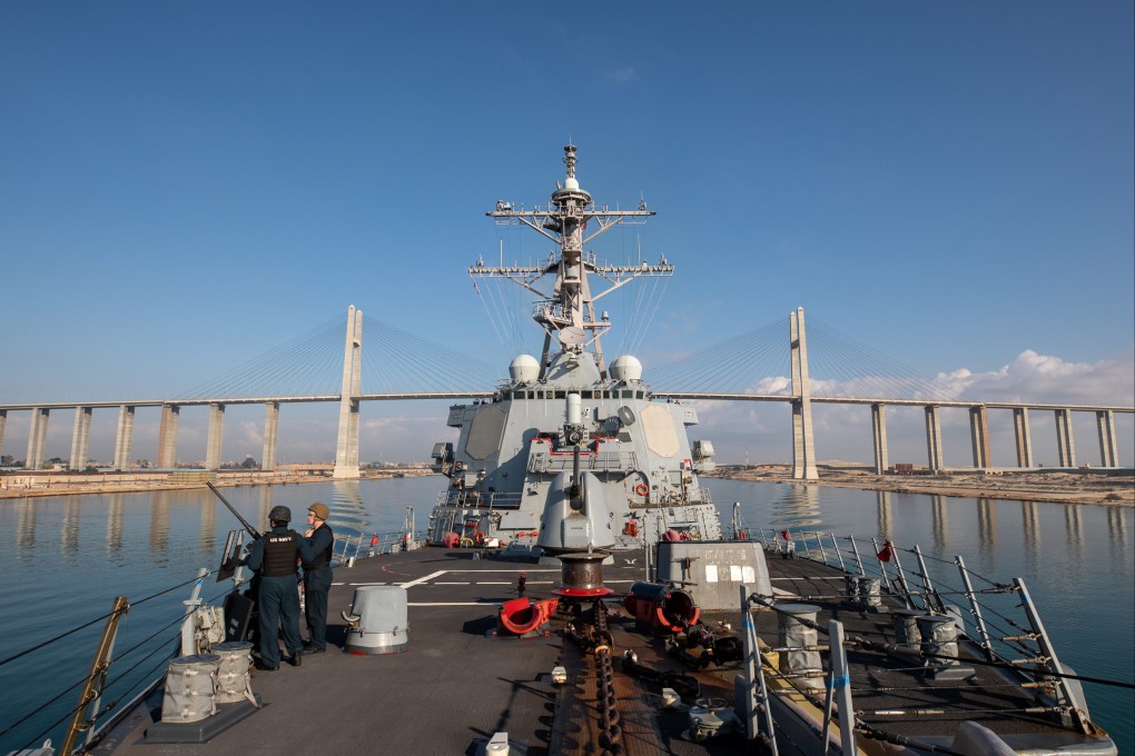 The USS Laboon transiting the Suez Canal in December. Houthi rebels in Yemen fired a missile toward the destroyer in the Red Sea. Photo: US Navy