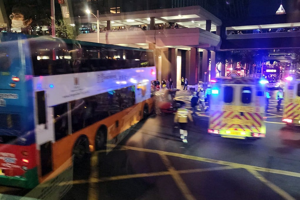 The aftermath of the collision at the intersection of Harbour Road and Fleming Road in Wan Chai. Photo: Handout