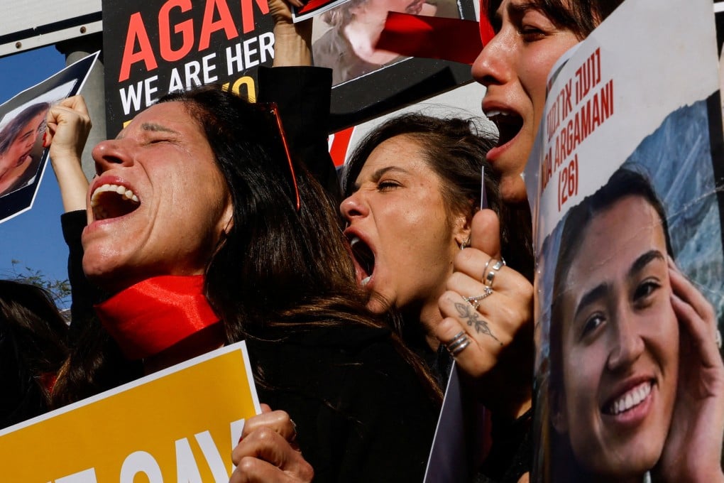 People near Urim, southern Israel, take part in a protest in support of the release and protection of hostages held in Gaza. Photo: Reuters
