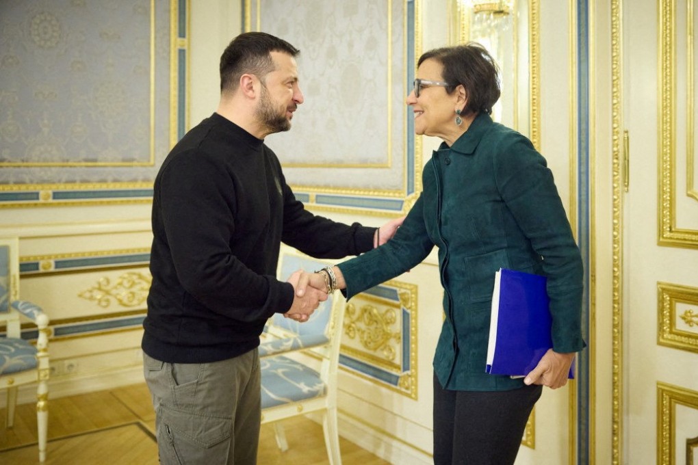 Ukrainian President Volodymyr Zelensky and Penny Pritzker, US special envoy for Ukraine’s economic recovery. Photo: Ukrainian Presidential Press Service / Handout via Reuters
