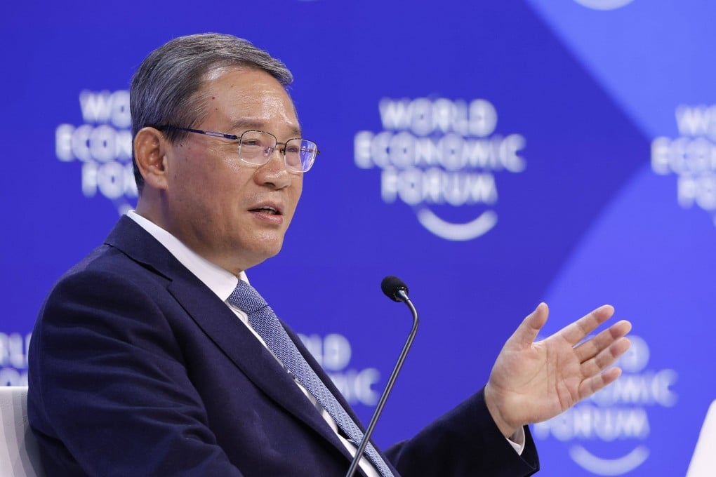 Chinese Premier Li Qiang addresses the World Economic Forum in Davos, Switzerland, on Tuesday. Photo: Bloomberg