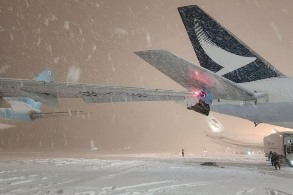 A Korean Air plane clipped a Cathay Pacific aircraft at the airport in Sapporo. Photo: Handout