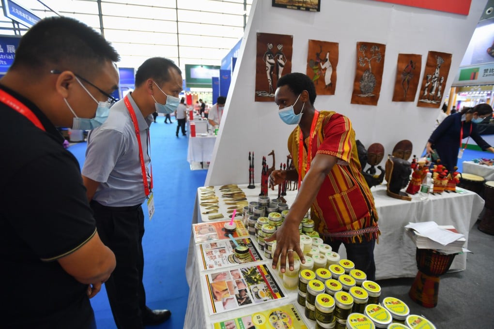 An exhibitor introduces skincare products made in Africa during the second China-Africa Economic and Trade Expo in Changsha, the capital of central China’s Hunan province, on September 27, 2021. Photo: Xinhua