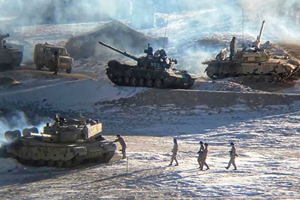 People Liberation Army (PLA) soldiers and tanks during military disengagement along the Line of Actual Control (LAC) at the India-China border in Ladakh. Photo: Indian Ministry of Defence/AFP