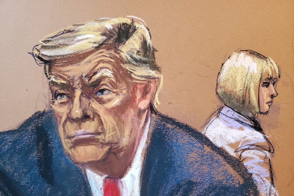 A courtroom sketch of Donald Trump at Manhattan Federal Court in New York. Photo: Jane Rosenberg via Reuters