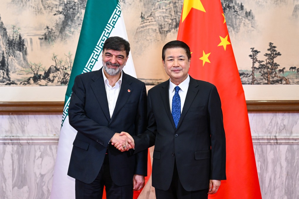 Iranian Police Chief Ahmad Reza Radan (left) and Wang Xiaohong, China’s public security minister, in Beijing on Tuesday. Photo: Xinhua