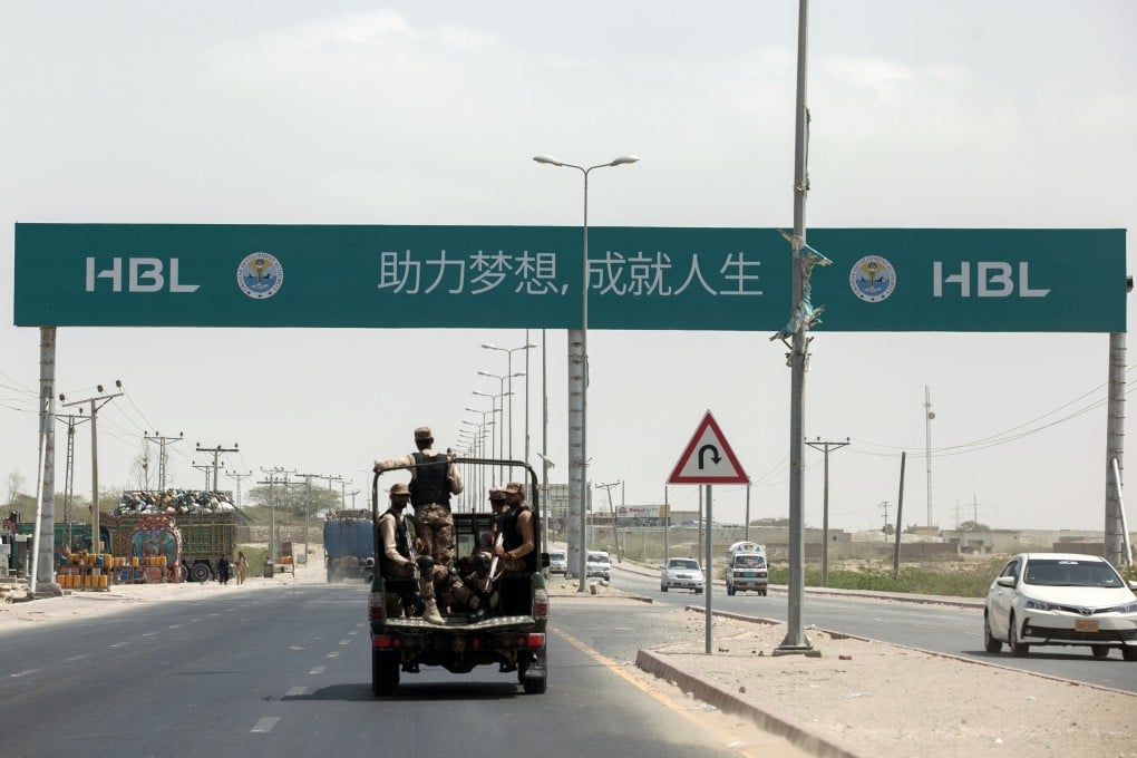 Pakistani troops ride on the back of a vehicle in Balochistan province, where the South Asian nation and Iran share a sparsely populated border of nearly 1,000km. File photo: Bloomberg