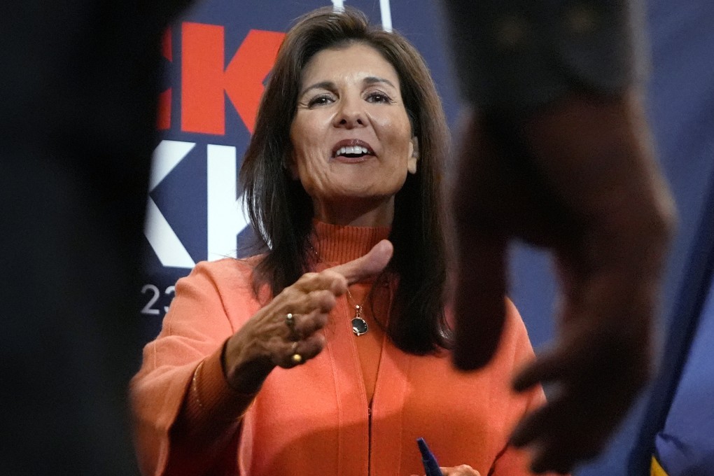 Nikki Haley shakes hands during a campaign stop in Bretton Woods, New Hampshire. Photo: AP