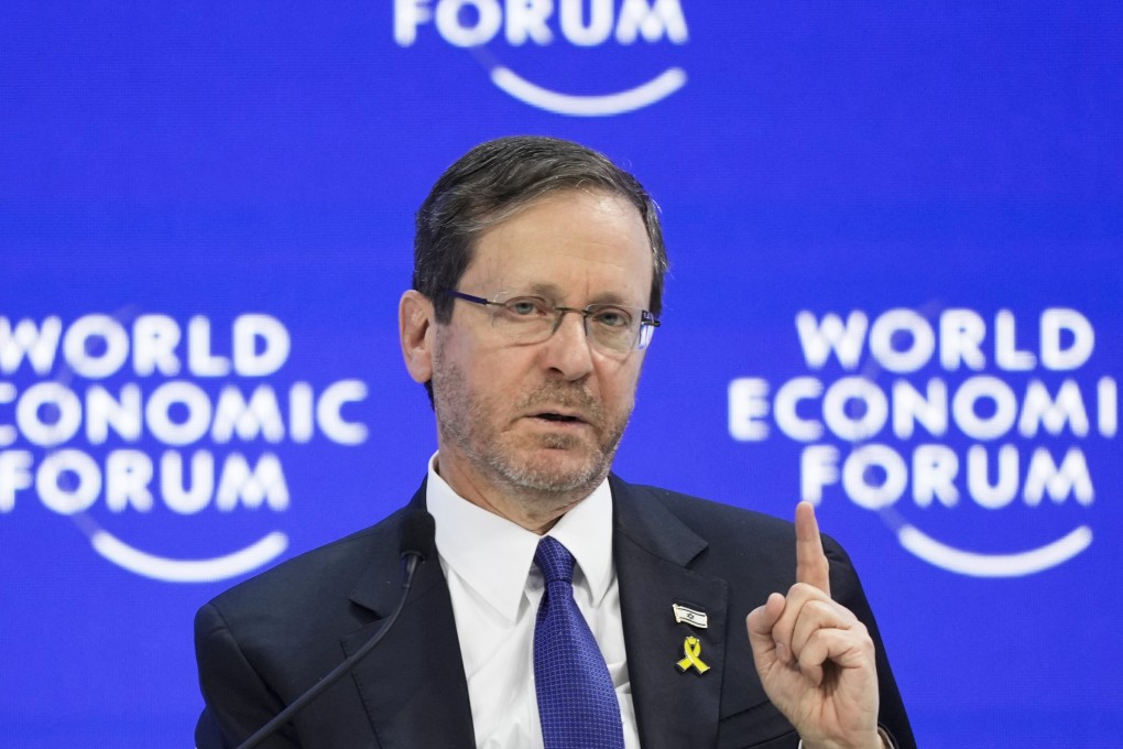 Israel’s President Isaac Herzog at the World Economic Forum in Davos, Switzerland, on Thursday. Photo: AP