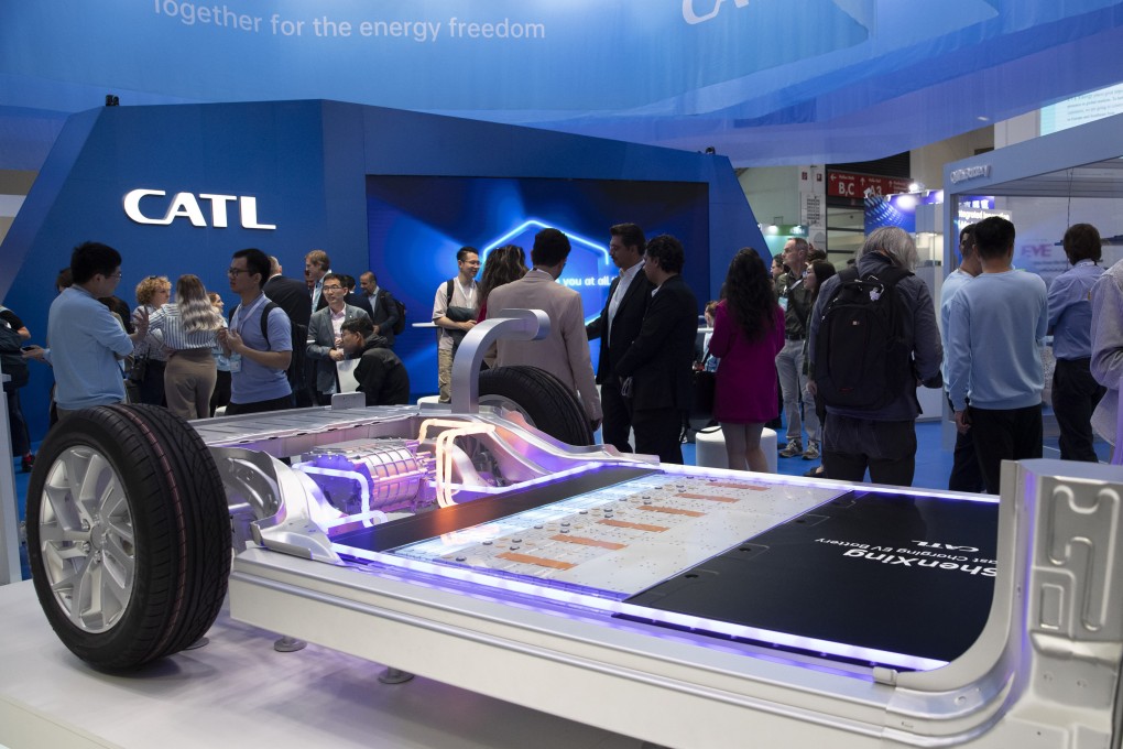 CATL showcases its ‘Superfast Charging Battery Shenxing’ at the 2023 International Motor Show in Munich, in this file photo from September last year. Photo: Xinhua