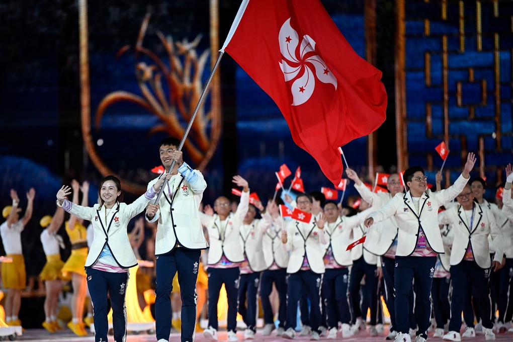 Hong Kong’s excellent sporting reputation is down to its athletes, some of whom are seen here entering the Hangzhou Olympic Sports Centre Stadium during the opening ceremony of the 19th Asian Games. Photo: Xinhua
