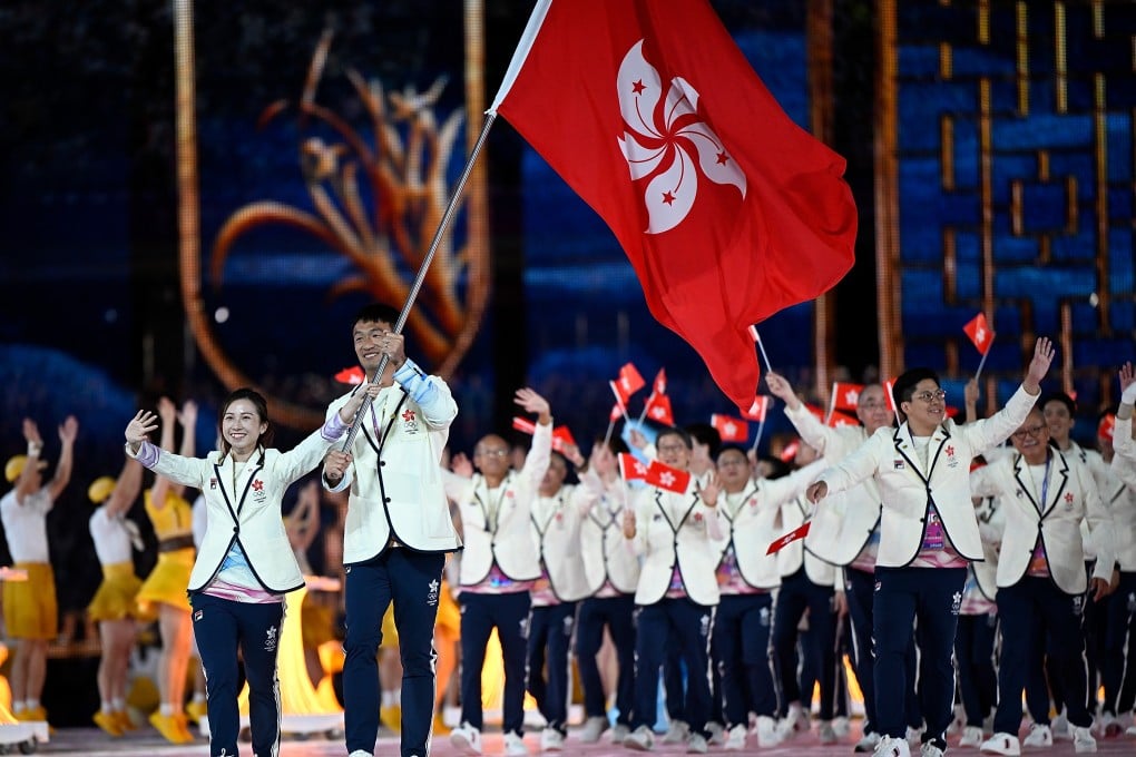Hong Kong’s excellent sporting reputation is down to its athletes, some of whom are seen here entering the Hangzhou Olympic Sports Centre Stadium during the opening ceremony of the 19th Asian Games. Photo: Xinhua