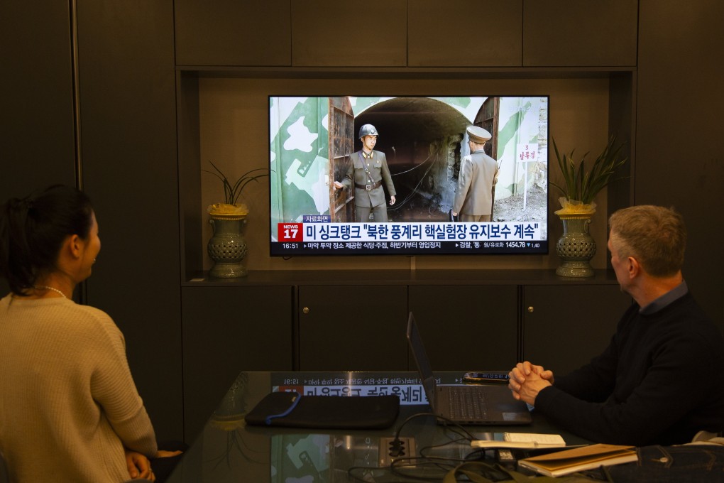 Television news bulletins in South Korea on Friday aired North Korean state media reports on Pyongyang’s apparent testing of an underwater nuclear weapon system. Photo: EPA-EFE