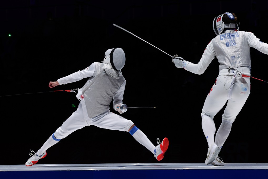 Hong Kong’s Cheung Ka-long (right) competes during the Men’s Foil Individual Gold Medal Bout at the 19th Asian Games in Hangzhou, on September 24, 2023. Photo: Xinhua
