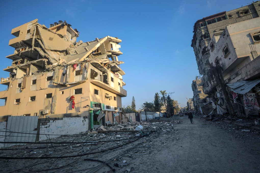 Damaged buildings are seen in Al-Maghazi refugee camp in southern Gaza on Friday. Photo: EPA-EFE