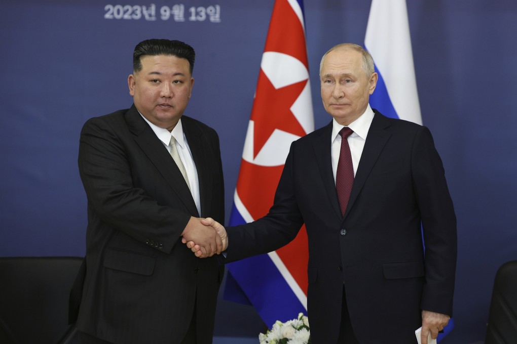 Russian President Vladimir Putin and North Korea’s leader Kim Jong-Un during their meeting at the Vostochny cosmodrome outside the city of Tsiolkovsky, about 200 kilometers from the city of Blagoveshchensk in the far eastern Amur region of Russia, in September last year. Photo: AP