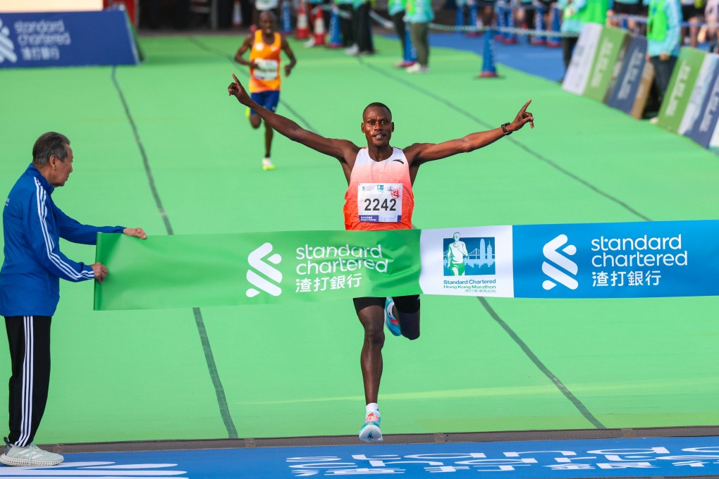 Kenya’s Anderson Seroi wins the 2024 Standard Chartered Hong Kong Marathon. Photo: May Tse