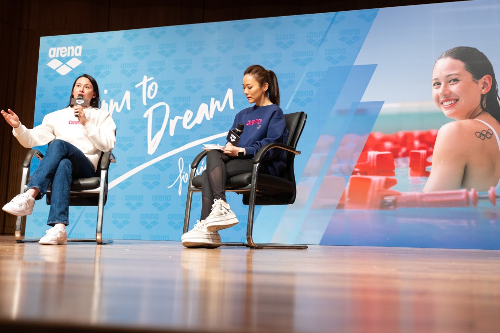 Siobhan Haughey shares some of her experiences as a world-class swimmer during an event at Diocesan Boys’ School. Photo: Arena