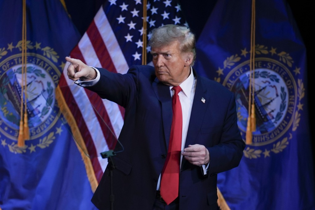 Republican presidential candidate Donald Trump points to the audience during a campaign event in Rochester, New Hampshire, on January 21. Photo: AP