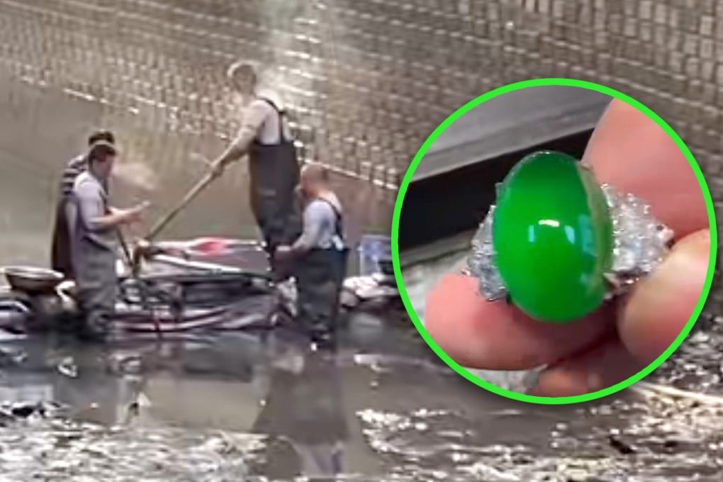 A father in China who dropped a US$140,000 jade ring, a gift for his son’s wife-to-be, from the ninth-floor window of a high-rise block had to hire a salvage team to carry out a four-day search to find it.
Photo: SCMP composite/Baidu