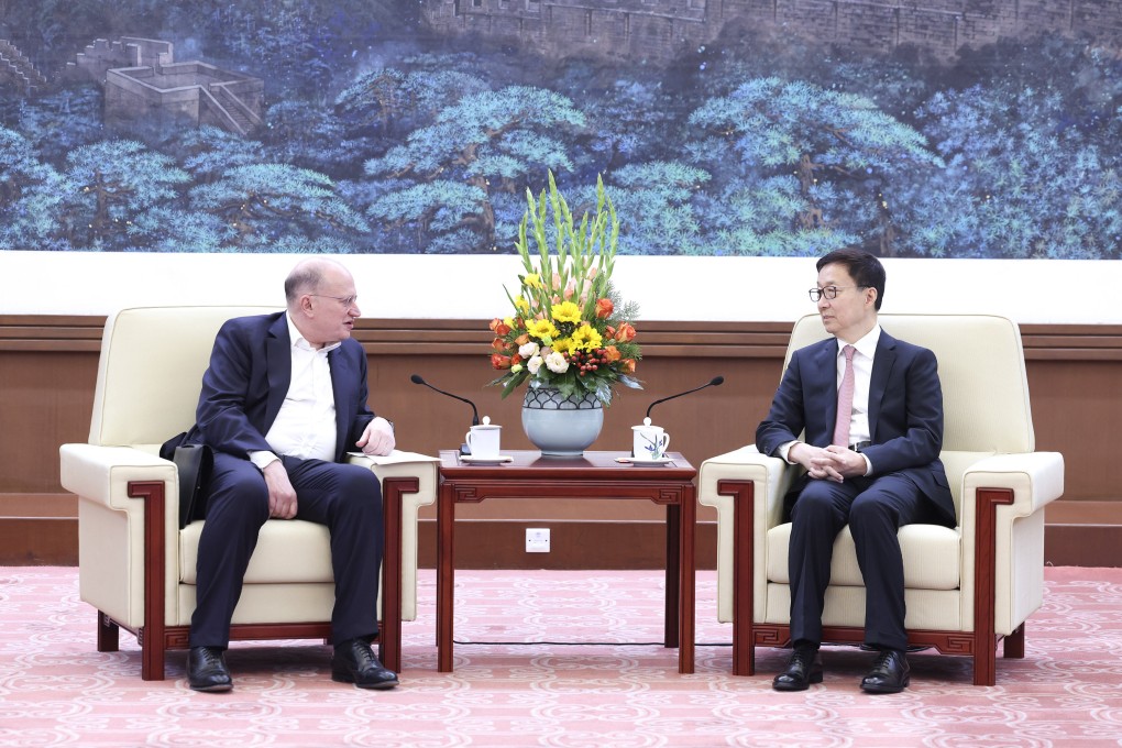 Chinese Vice-President Han Zheng (right) meets with HSBC Group chairman Mark Tucker in Beijing on January 22, 2024. Photo: Xinhua