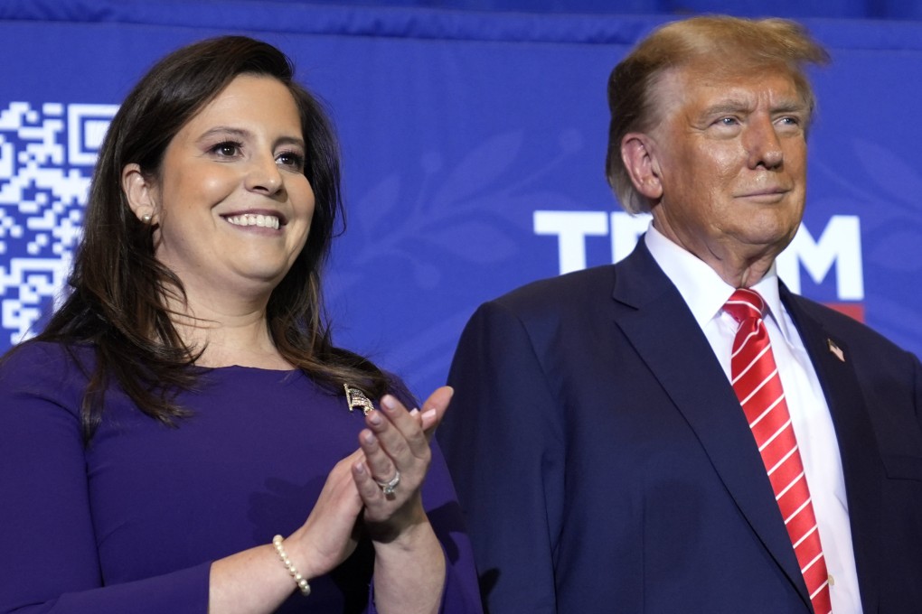 Congresswoman Elise Stefanik and Donald Trump at a campaign event in Concord, New Hampshire. Photo: AP