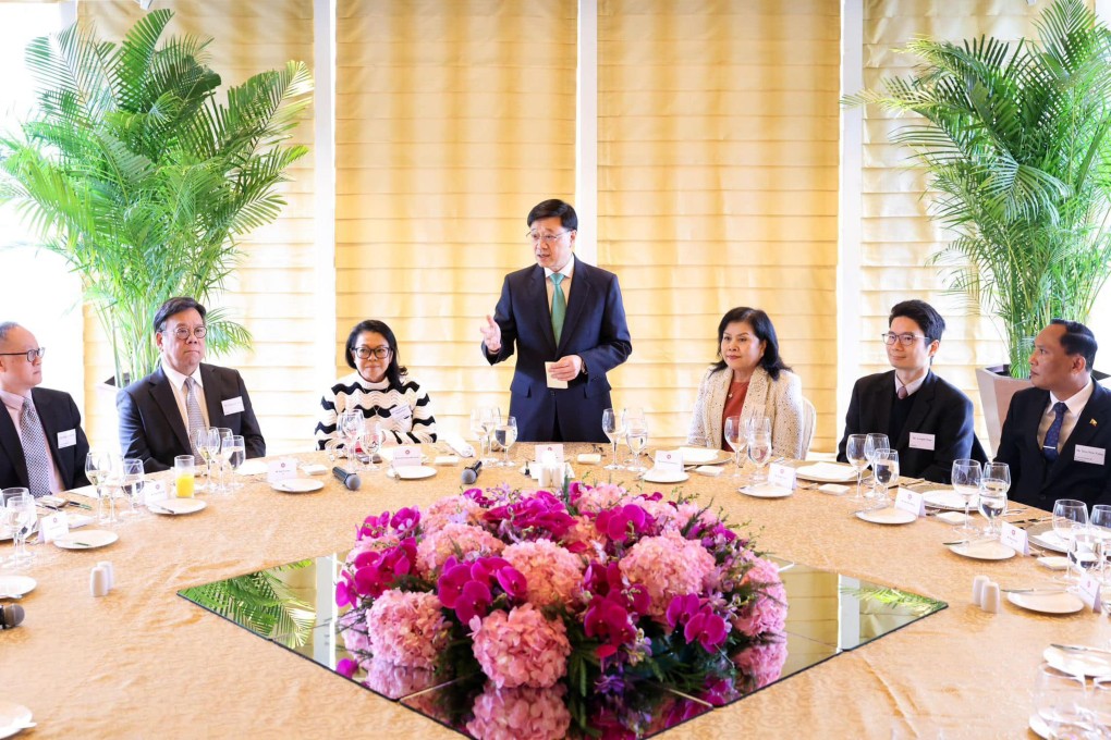 Hong Kong’s leader (center) meets with consuls general of the Association of Southeast Asian Nations (Asean). Photo: Handout