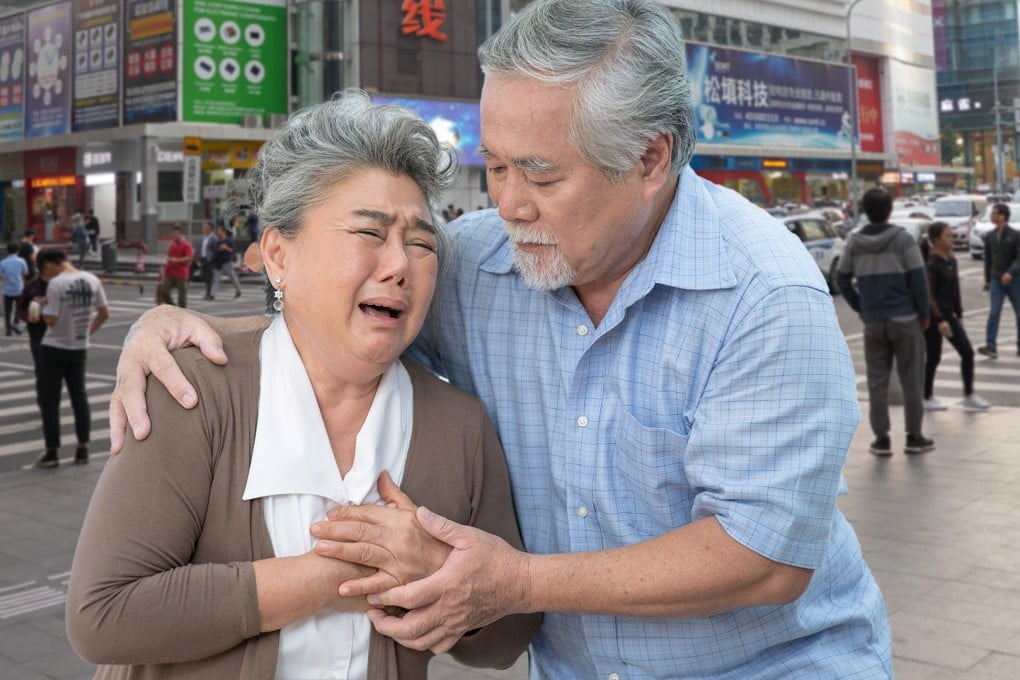 An elderly couple in China have been kicked out of their home by their heartless son and daughter-in-law, forcing them to sleep outside and find a guest house. Photo: SCMP composite/Shutterstock