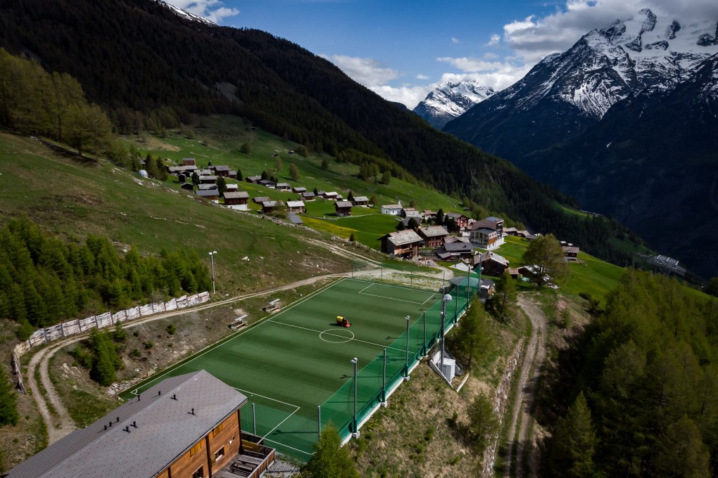 The Ottmar Hitzfeld Arena, home to the Swiss Mountain League’s FC Gspon, is one of the most spectacular sporting venues in the world. Photo: AFP