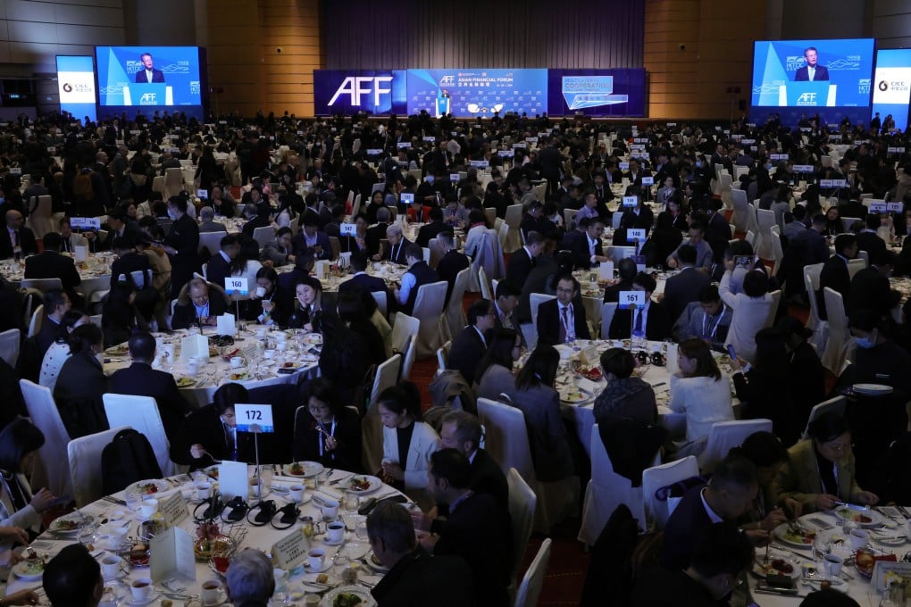 Hong Kong’s Financial Secretary Paul Chan Mo-po delivers his welcome remarks at the 17th Asian Financial Forum on January 24, 2024. Photo: May Tse