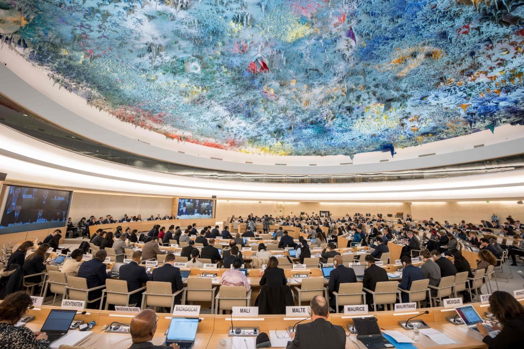 The United Nations Human Rights Council in Geneva on Tuesday during the review of China’s rights record. Photo: AFP