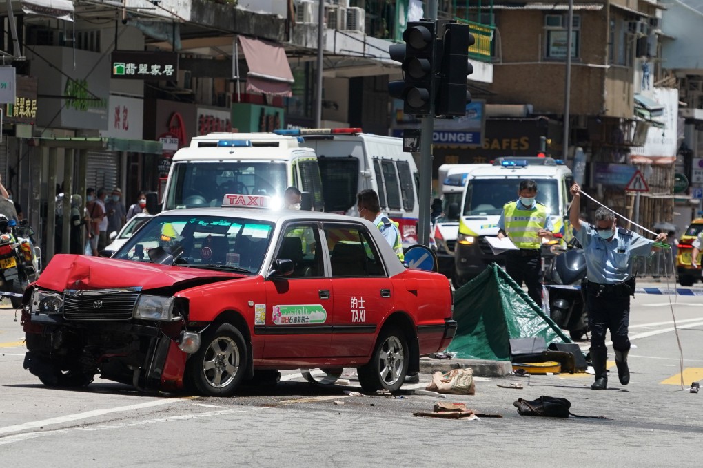 The aftermath of the crash on Kwong Fuk Road in Tai Po. One person died at the scene, and another a day later in hospital. Photo: Felix Wong
